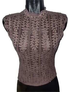 Dynamite Dusty Rose Sheer Lace Short Cap Sleeve Top Size S